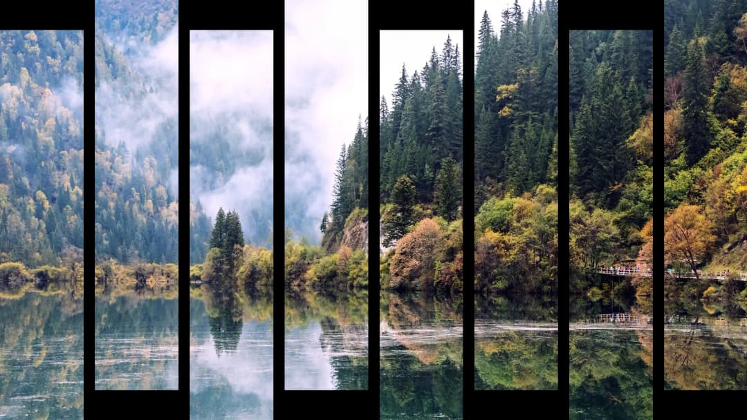 Mountain Forest Lake Reflection – 8 Panels Up & Down