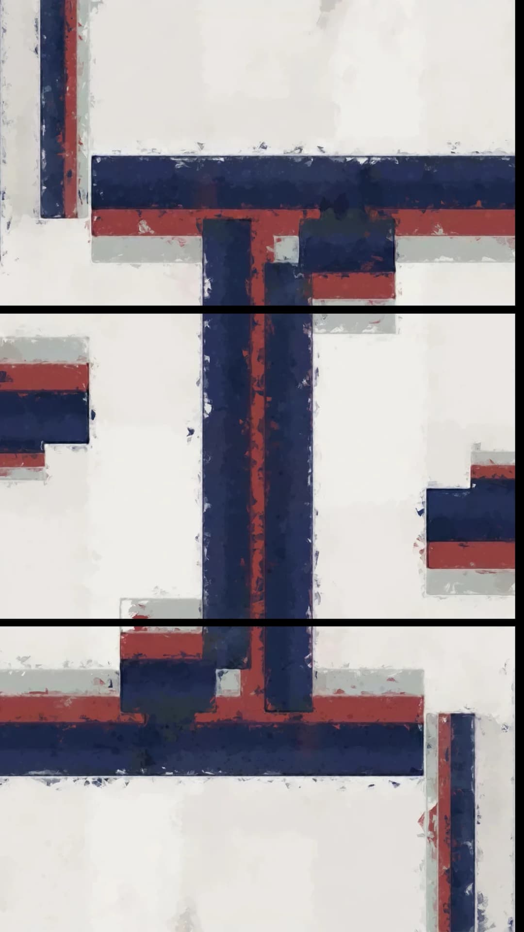 Navy Red Grid Lines – 3 Panels