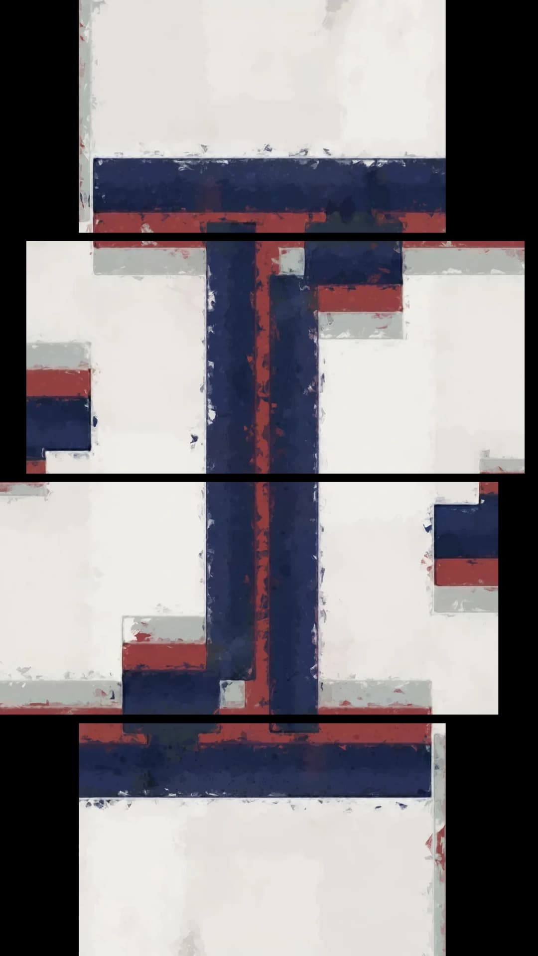Navy Red Grid Lines – 4 Panels