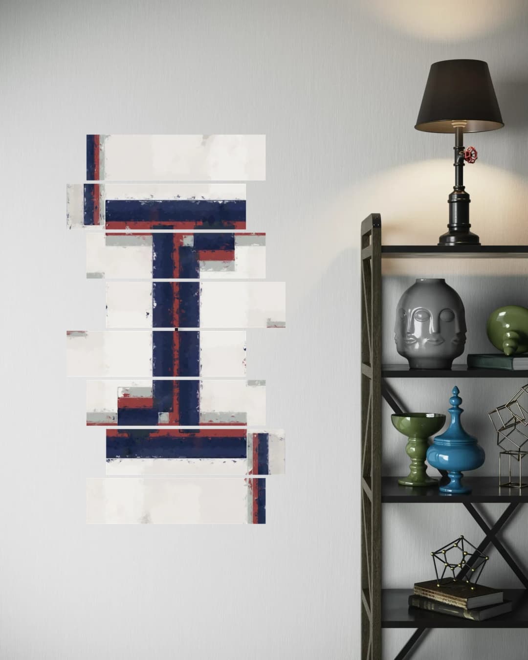 Navy Red Grid Lines – 8 Panels Hierarchy