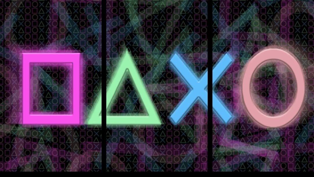 Neon PlayStation Symbols – 3 Panels