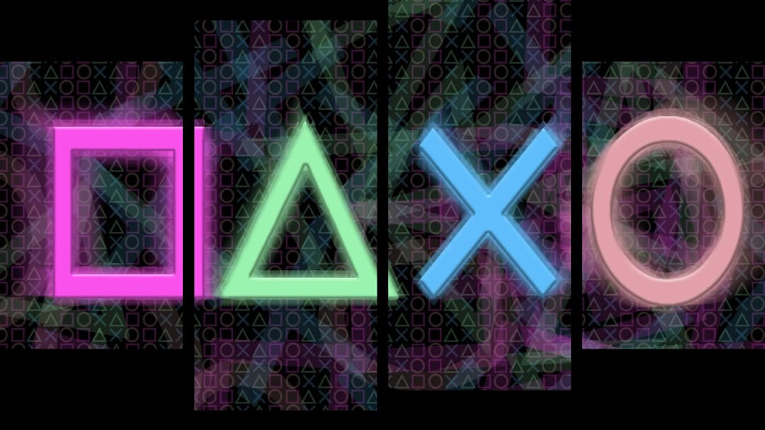 Neon PlayStation Symbols – 4 Panels