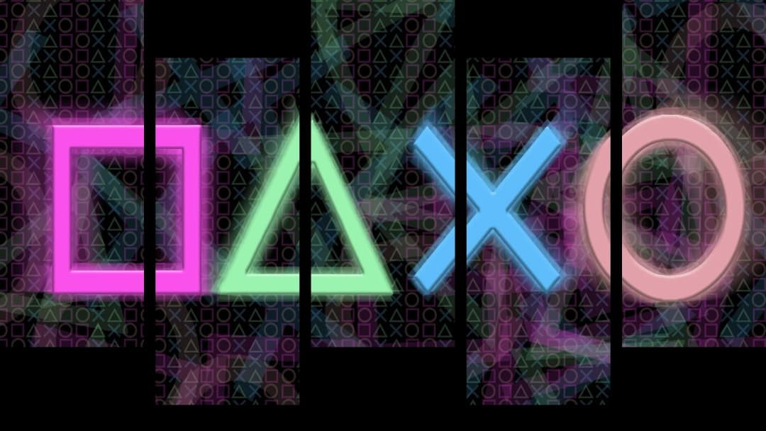 Neon PlayStation Symbols – 5 Panels Up & Down