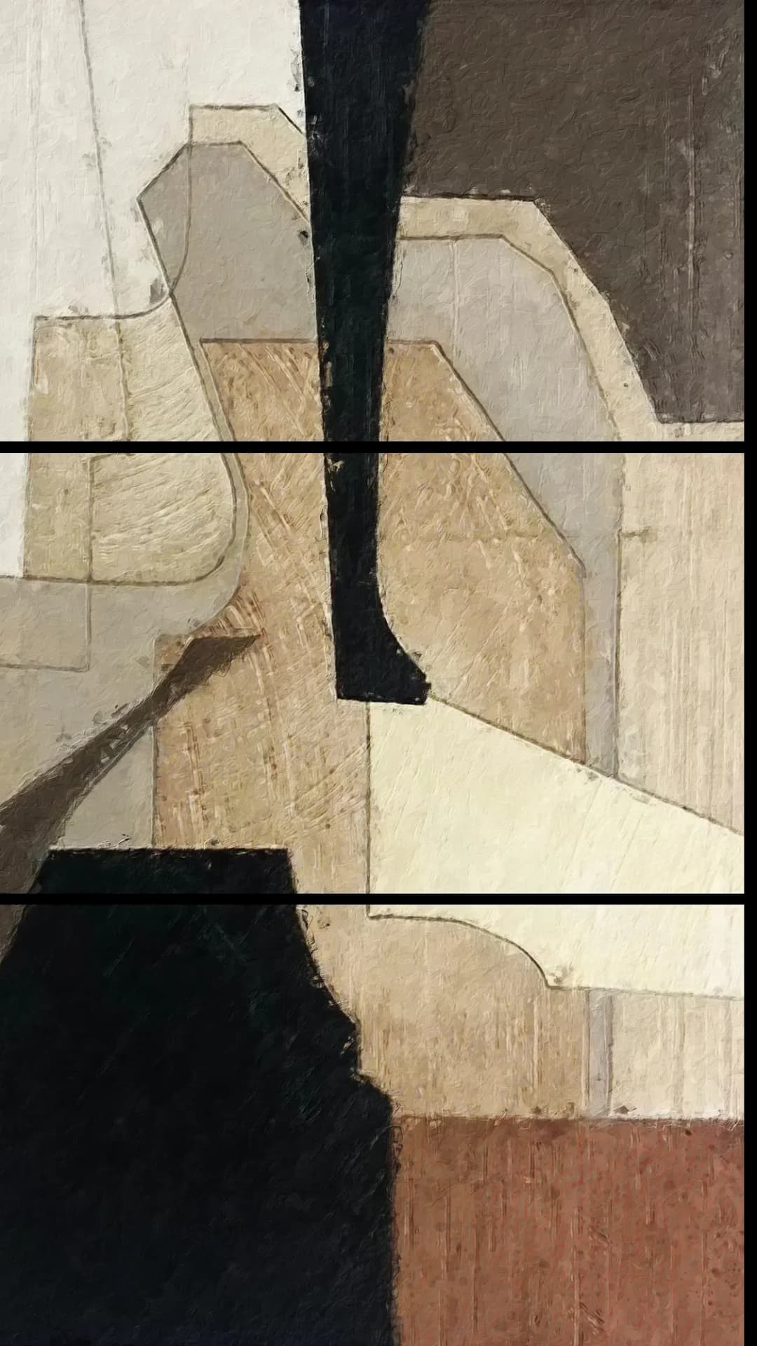 Neutral Cubist Shapes – 3 Panels