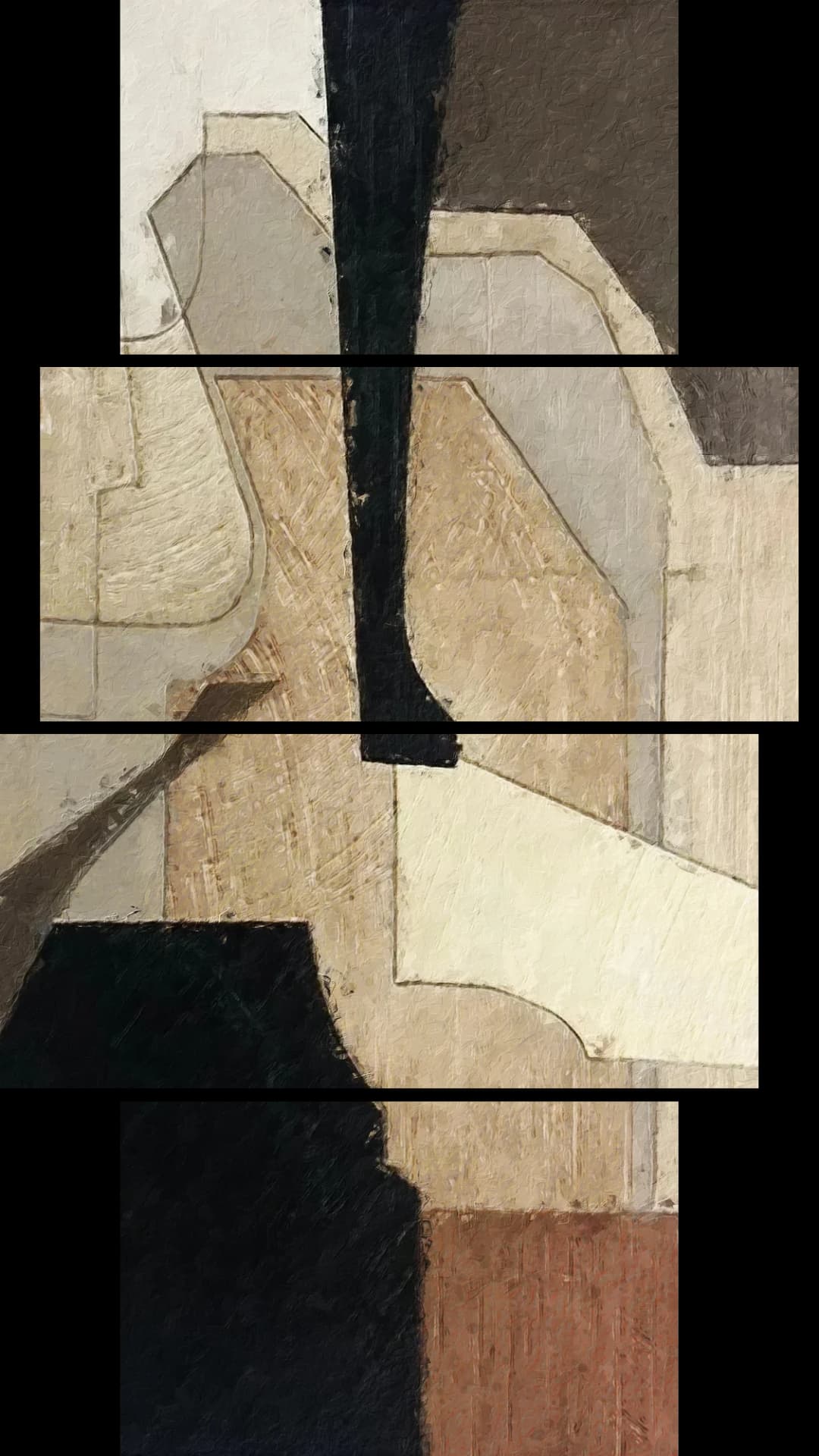 Neutral Cubist Shapes – 4 Panels