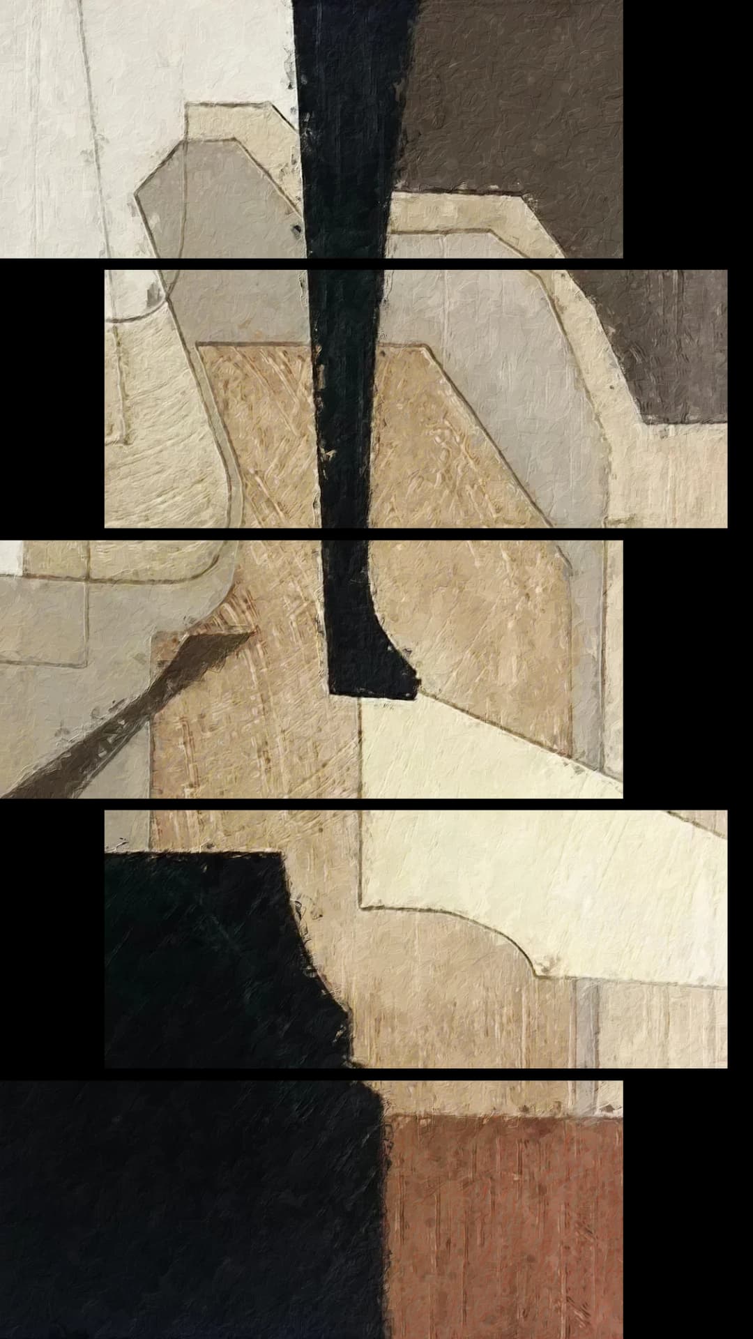 Neutral Cubist Shapes – 5 Panels Up & Down