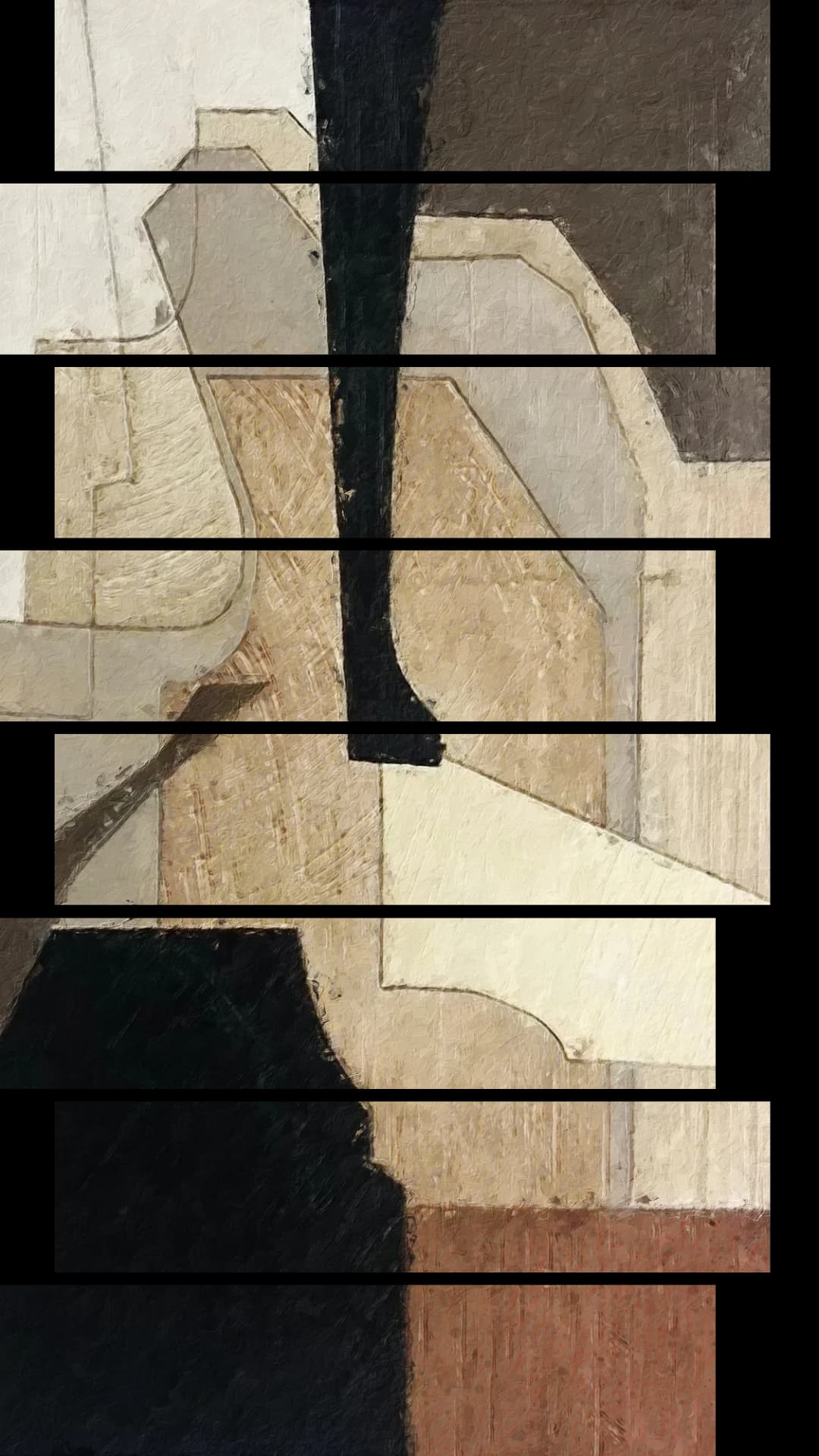 Neutral Cubist Shapes – 8 Panels Up & Down
