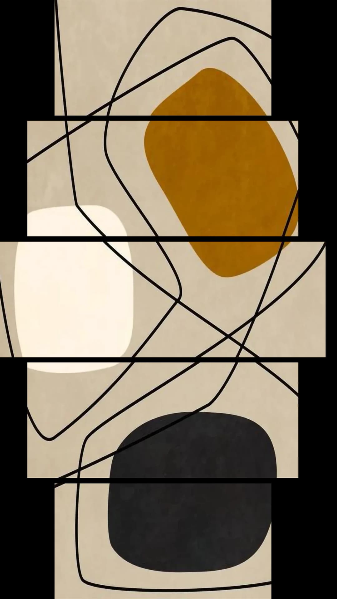 Ochre White Line Shapes – 5 Panels Hierarchy