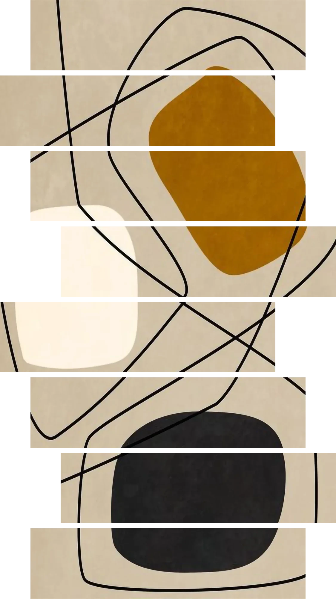 Ochre White Line Shapes – 8 Panels Hierarchy