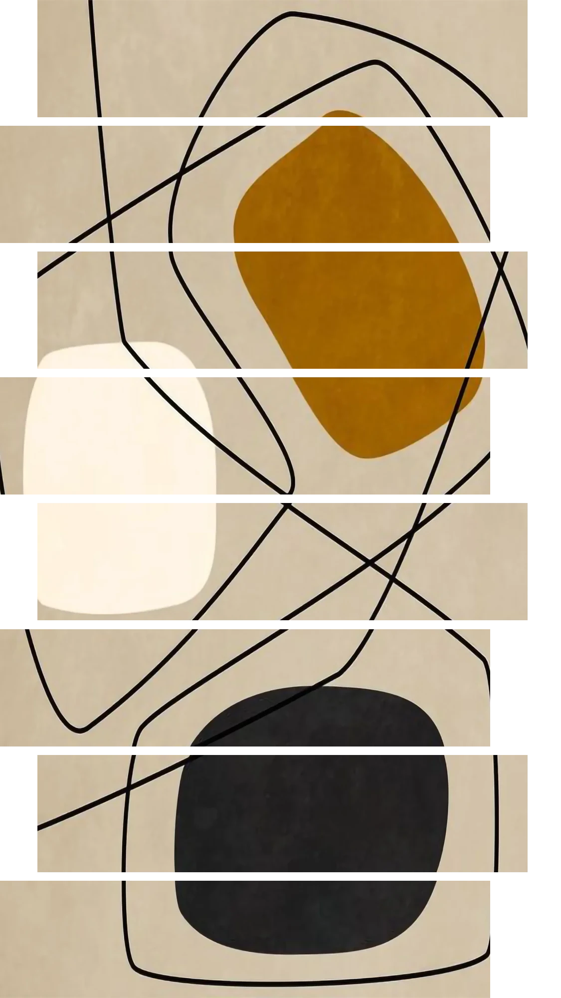 Ochre White Line Shapes – 8 Panels Up & Down