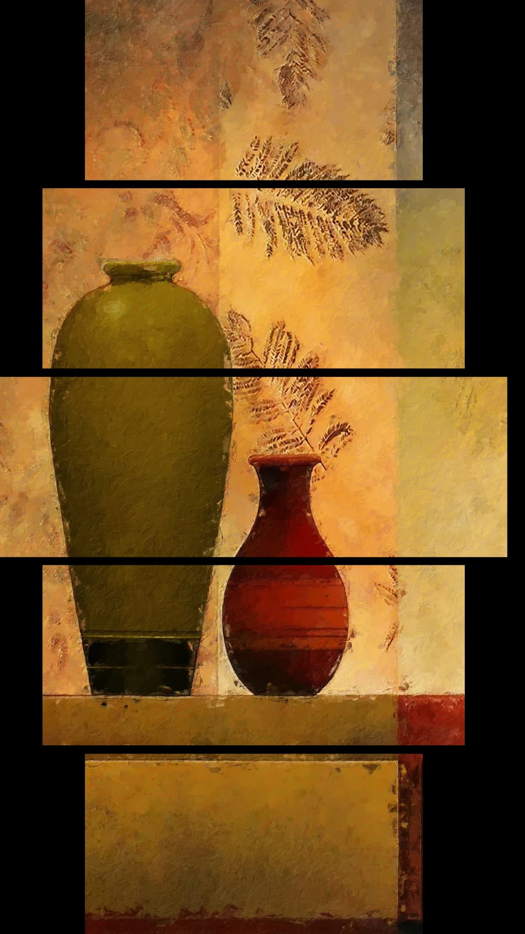 Olive Red Vases – 5 Panels Hierarchy