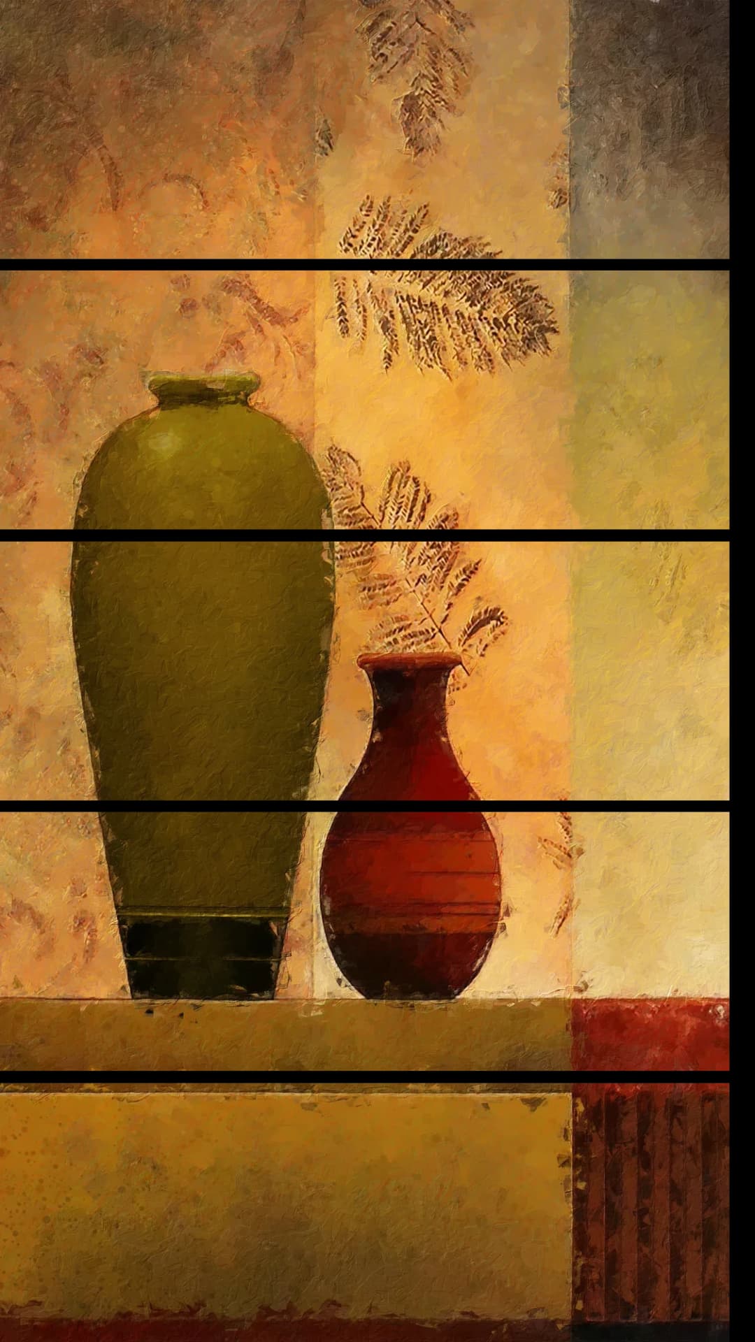 Olive Red Vases – 5 Panels Straight