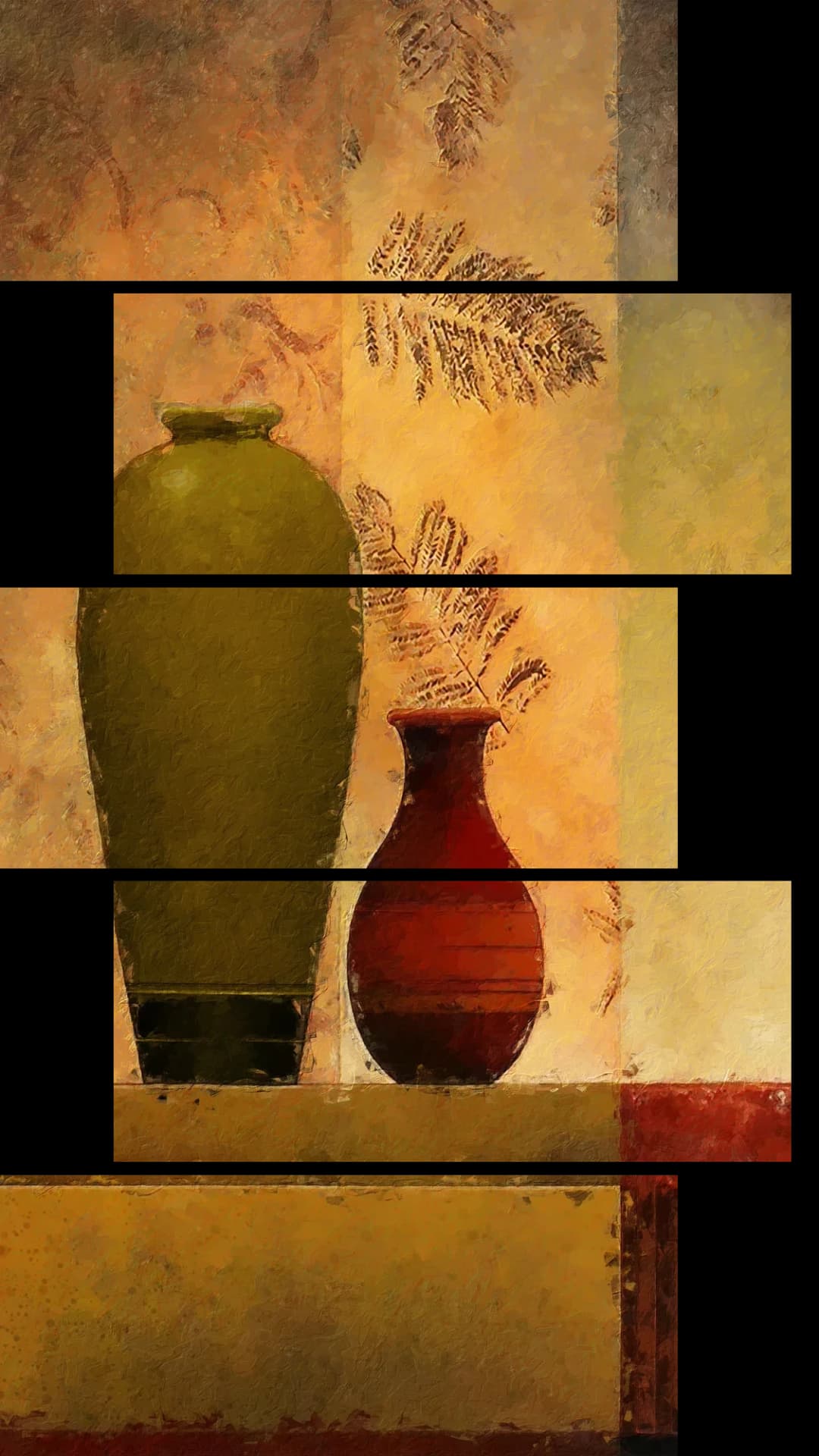 Olive Red Vases – 5 Panels Up & Down