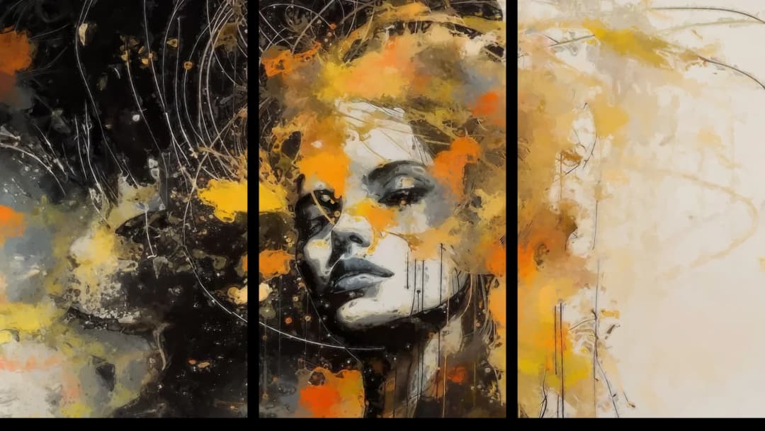 Orange Splatter Woman – 3 Panels