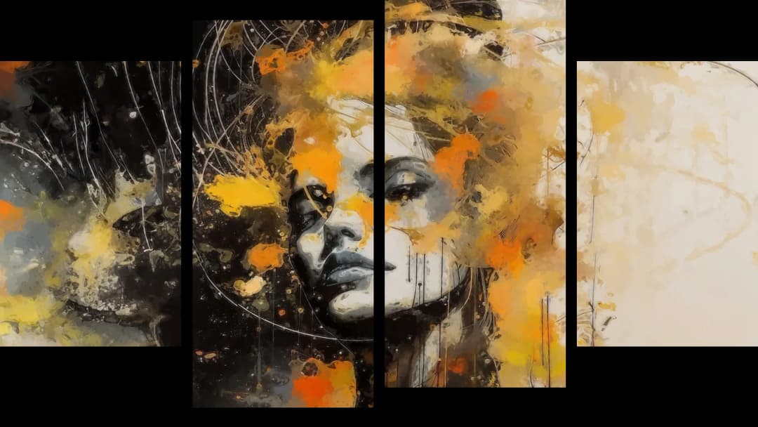 Orange Splatter Woman – 4 Panels
