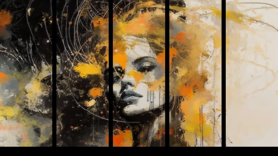 Orange Splatter Woman – 5 Panels Straight