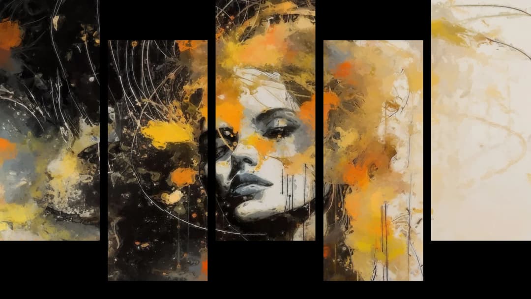 Orange Splatter Woman – 5 Panels Up & Down