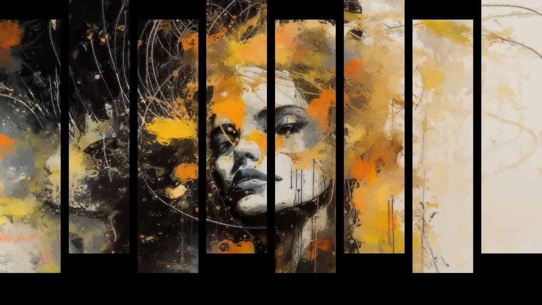 Orange Splatter Woman – 8 Panels Up & Down