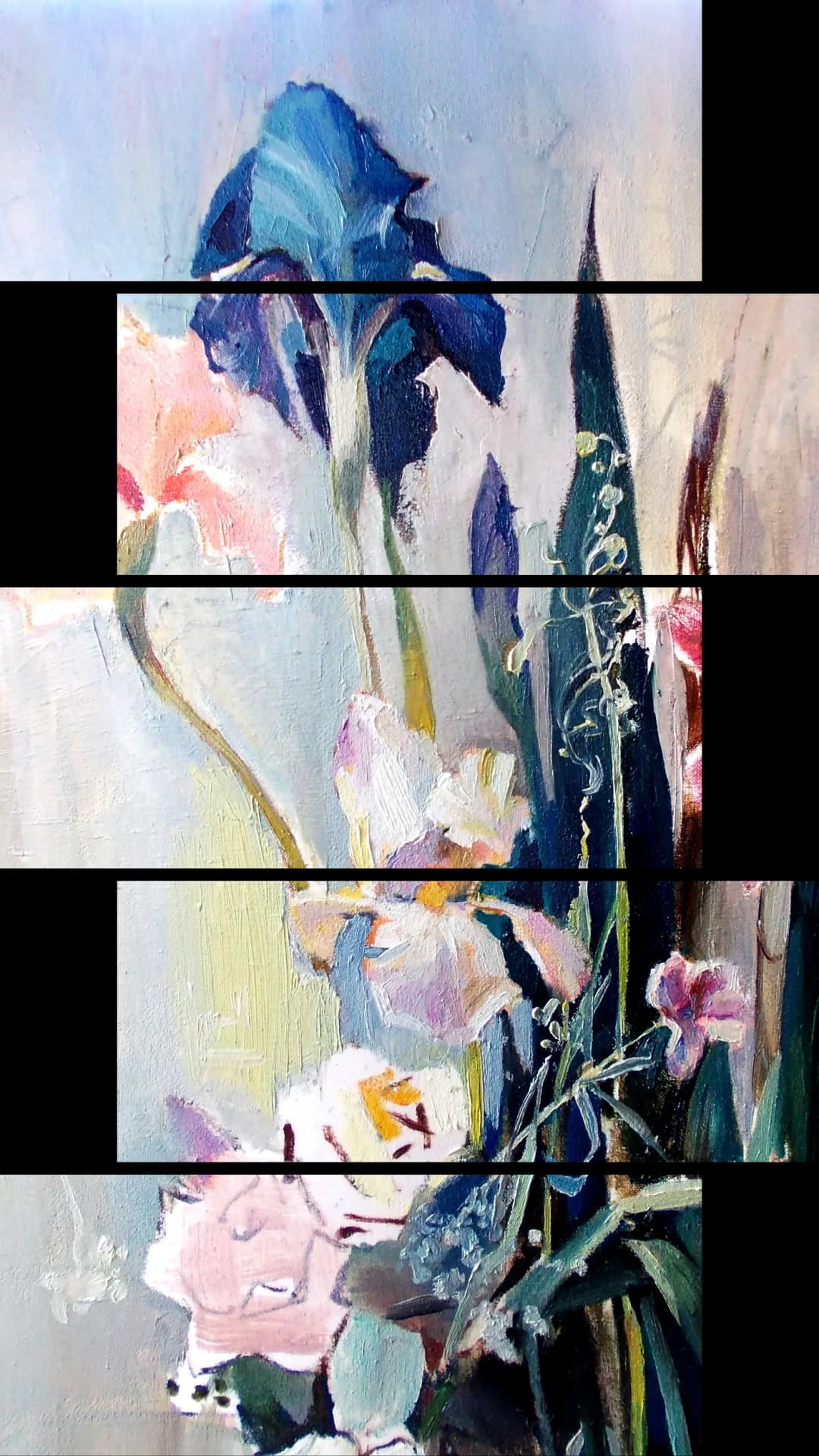 Painted Iris Bouquet – 5 Panels Up & Down