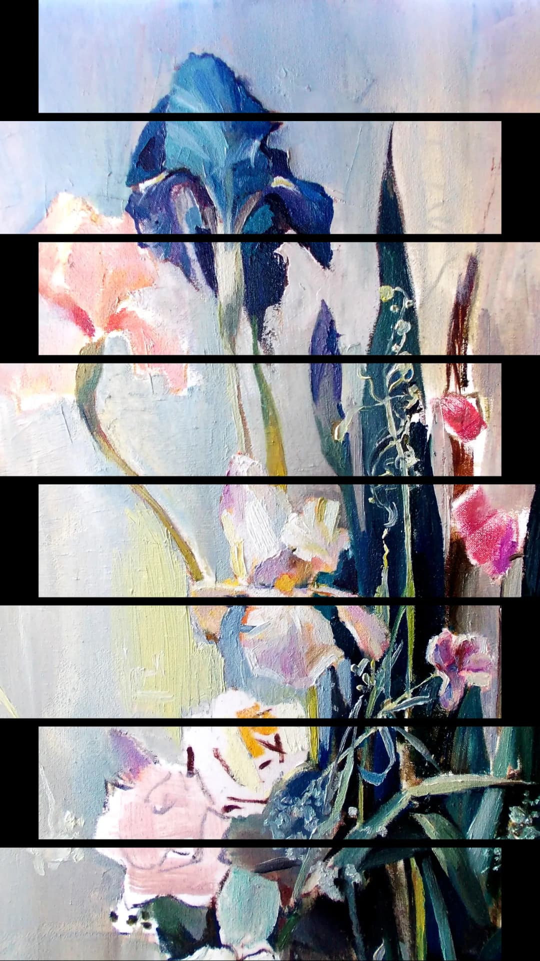 Painted Iris Bouquet – 8 Panels Up & Down