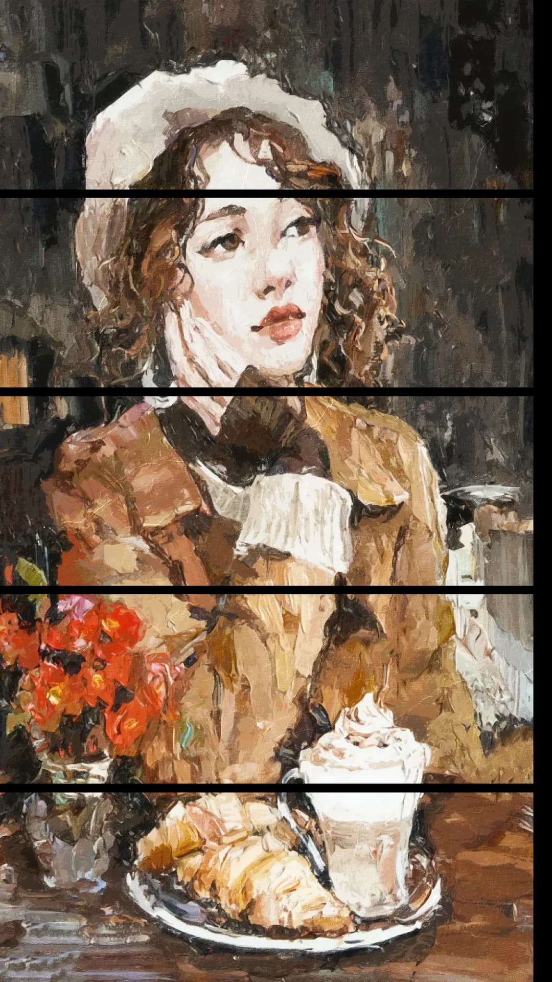 Parisian Girl with Latte – 5 Panels Straight
