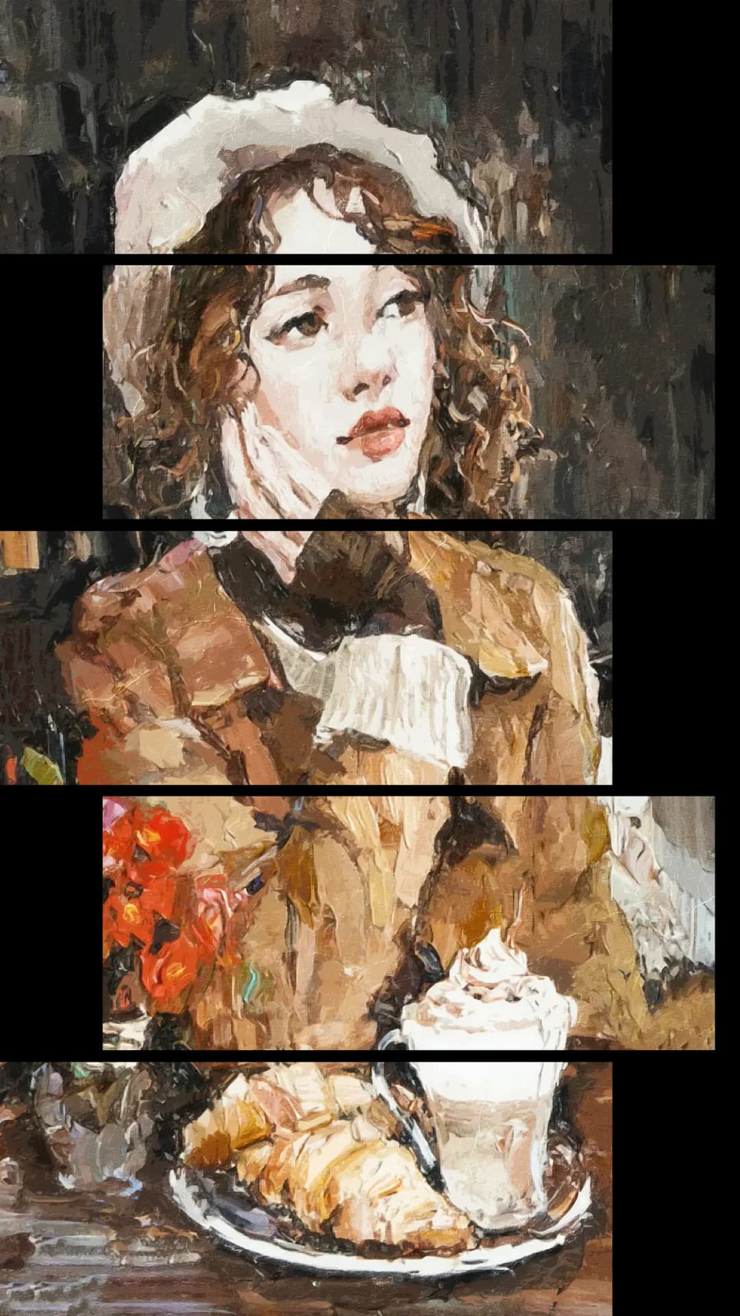 Parisian Girl with Latte – 5 Panels Up & Down
