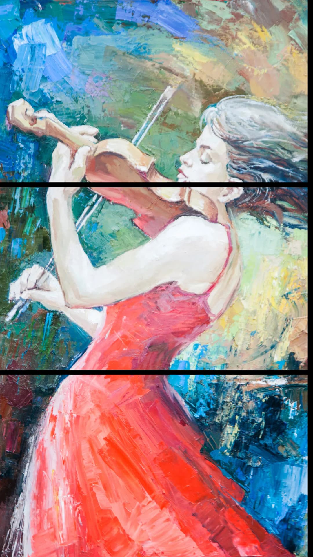 Passionate Violinist Red – 3 Panels