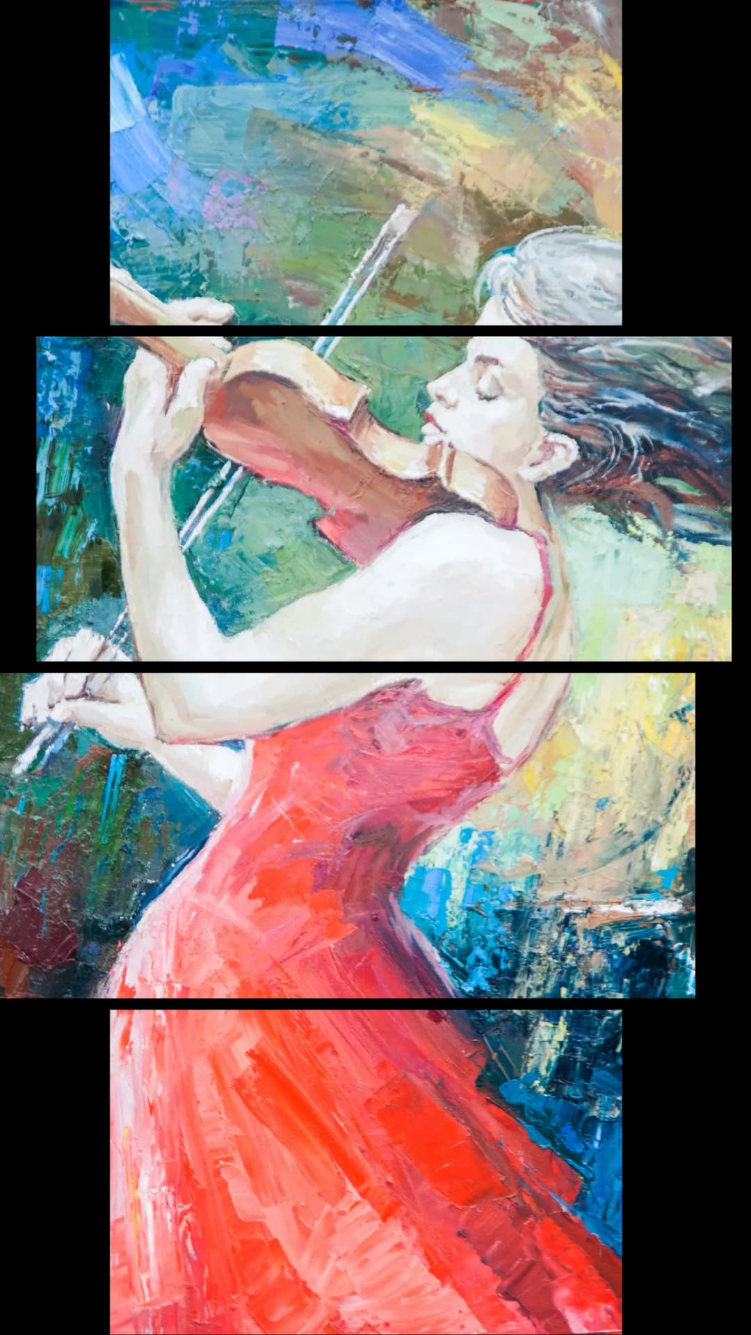 Passionate Violinist Red – 4 Panels