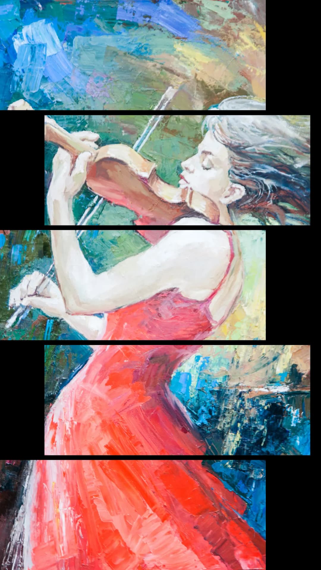 Passionate Violinist Red – 5 Panels Up & Down