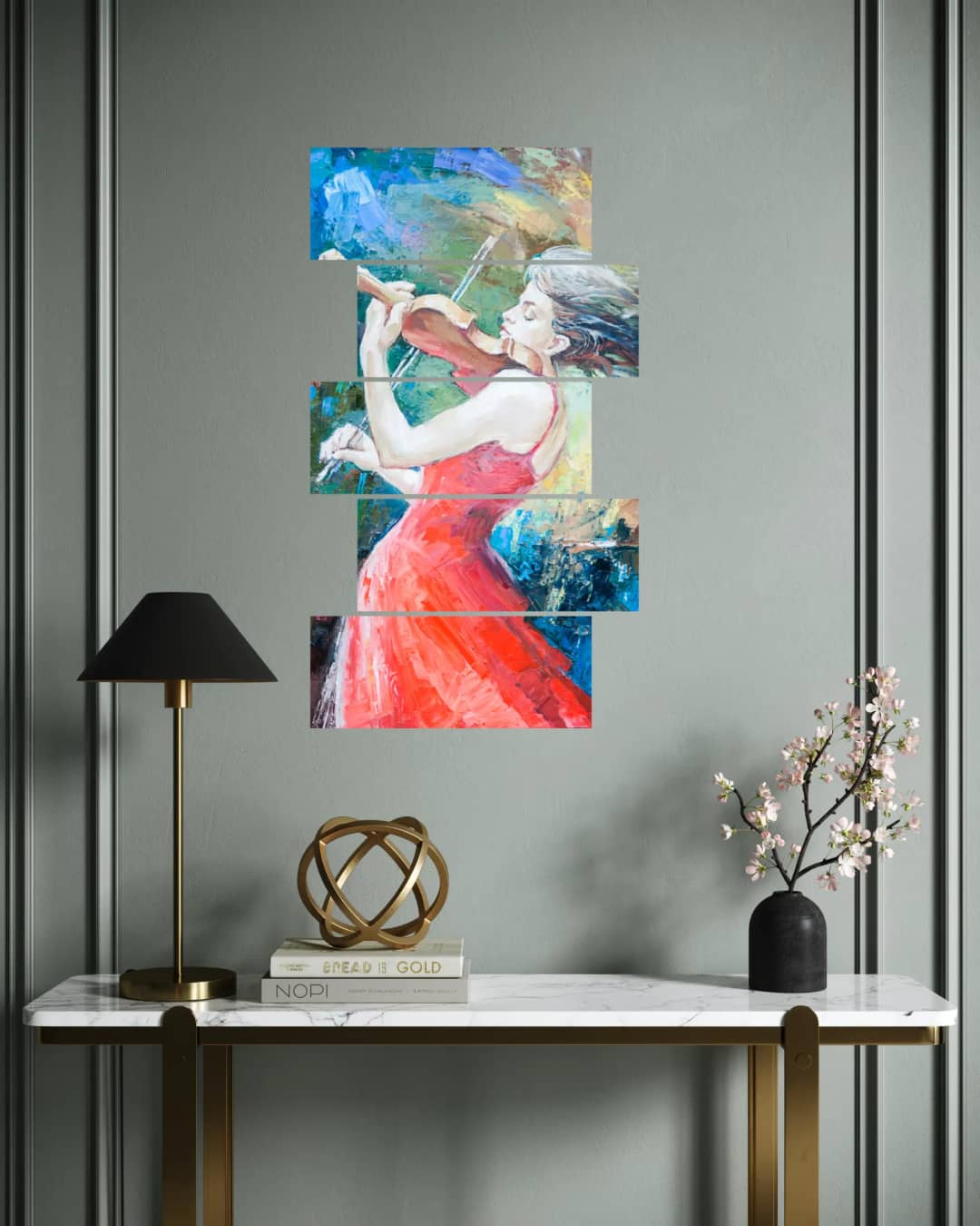 Passionate Violinist Red – 5 Panels Up & Down