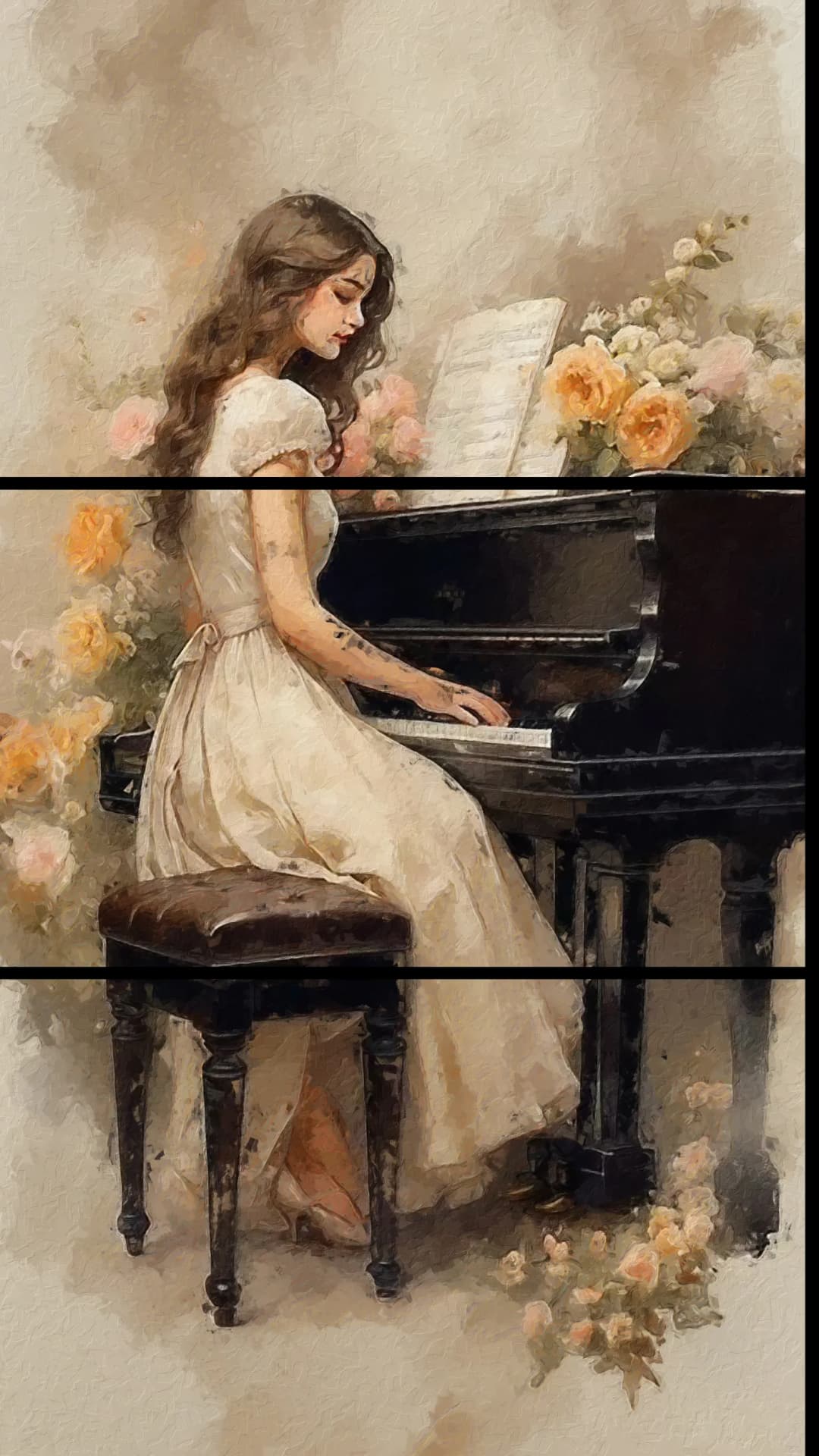 Pianist Roses Garden – 3 Panels