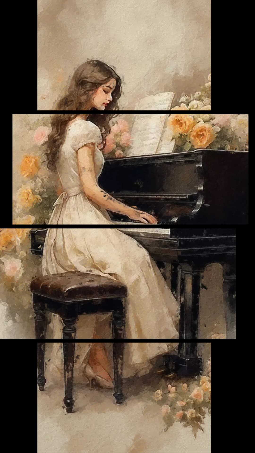 Pianist Roses Garden – 4 Panels
