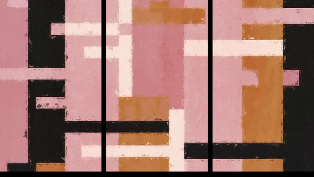 Pink Black Geometric – 3 Panels