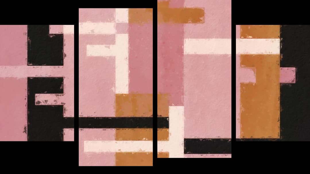Pink Black Geometric – 4 Panels