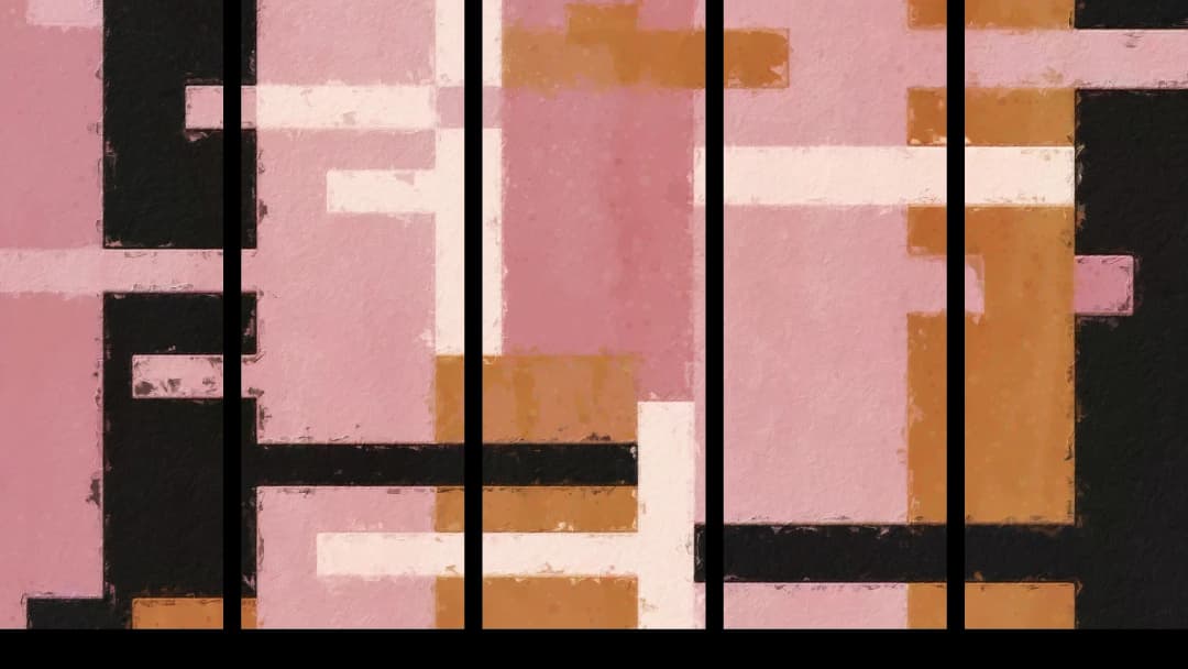 Pink Black Geometric – 5 Panels Straight