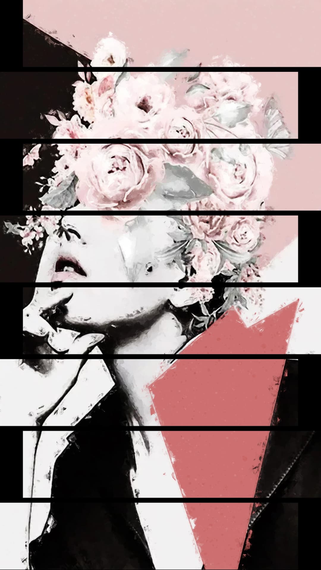 Pink Floral Fashion Woman – 8 Panels Up & Down