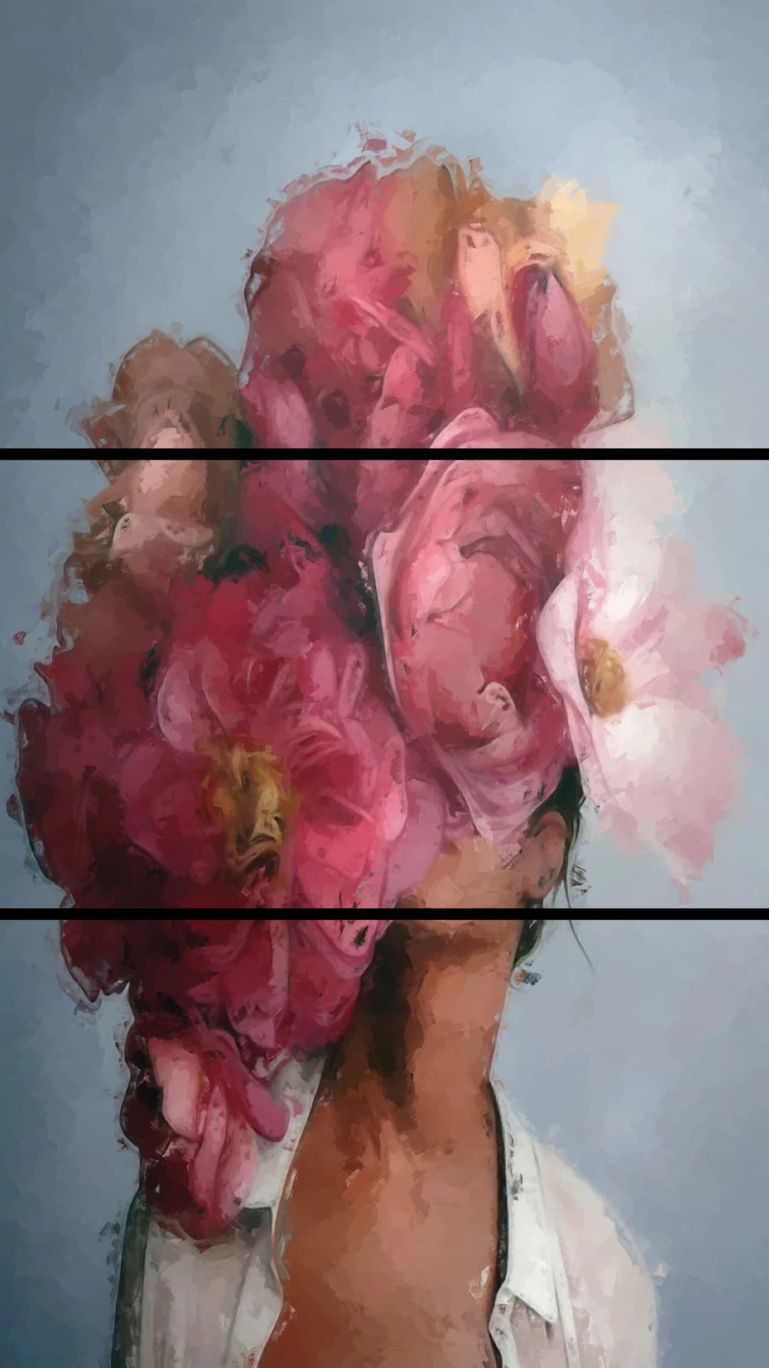 Pink Peony Veil – 3 Panels