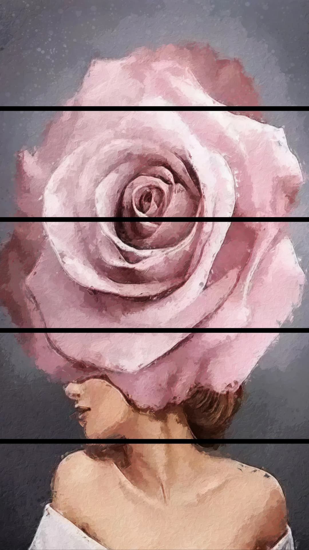 Pink Rose Head – 5 Panels Straight