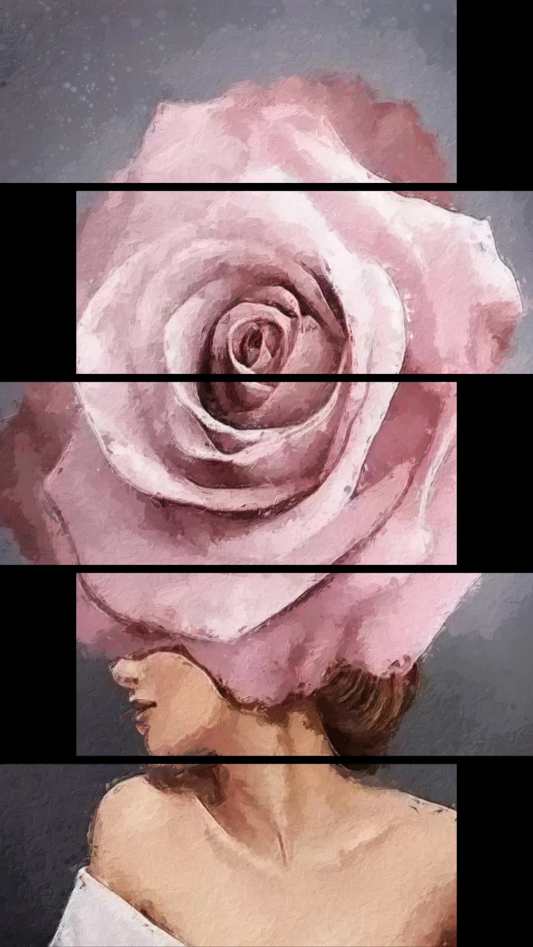 Pink Rose Head – 5 Panels Up & Down