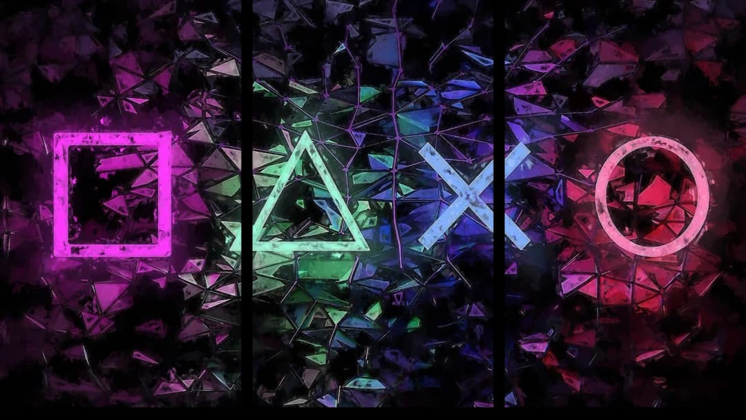 PlayStation Neon Mosaic – 3 Panels
