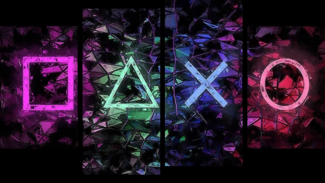 PlayStation Neon Mosaic – 4 Panels