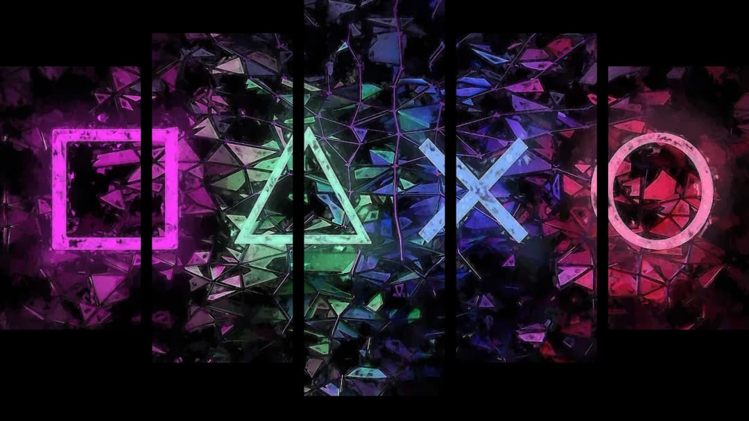 PlayStation Neon Mosaic – 5 Panels Hierarchy