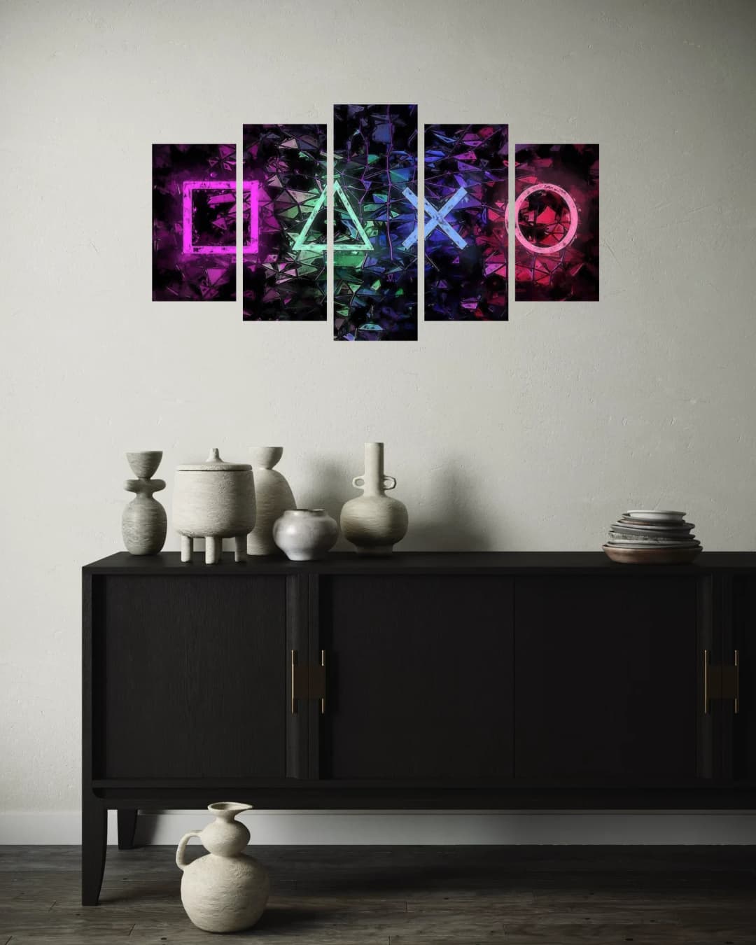PlayStation Neon Mosaic – 5 Panels Hierarchy