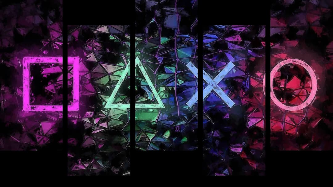 PlayStation Neon Mosaic – 5 Panels Up & Down