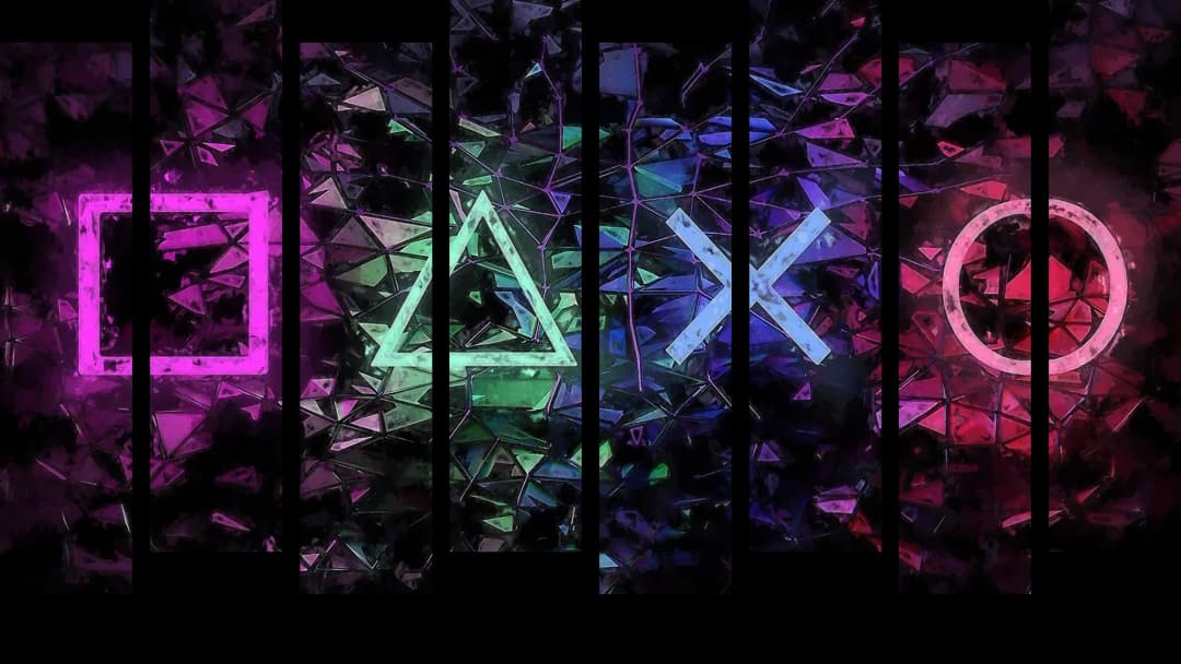 PlayStation Neon Mosaic – 8 Panels Up & Down