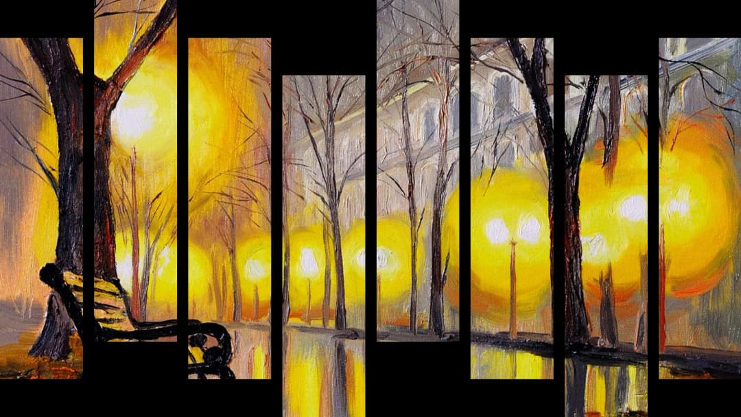 Rainy Night Park – 8 Panels Hierarchy