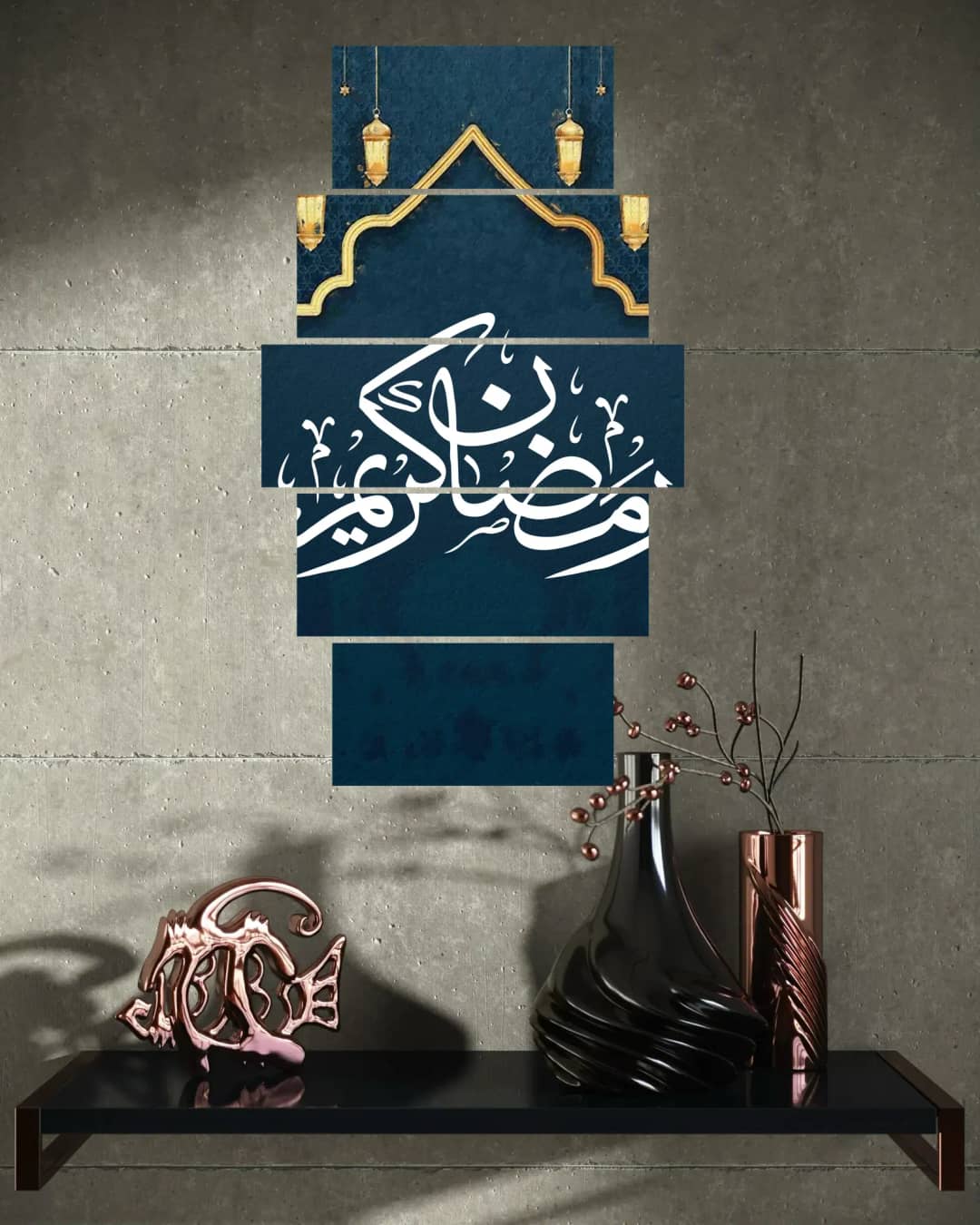 Ramadan Kareem Navy Arch – 5 Panels Hierarchy