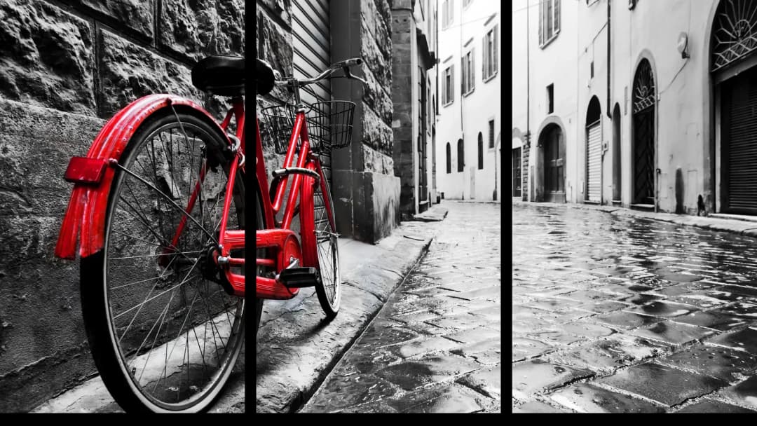 Red Bicycle Street – 3 Panels