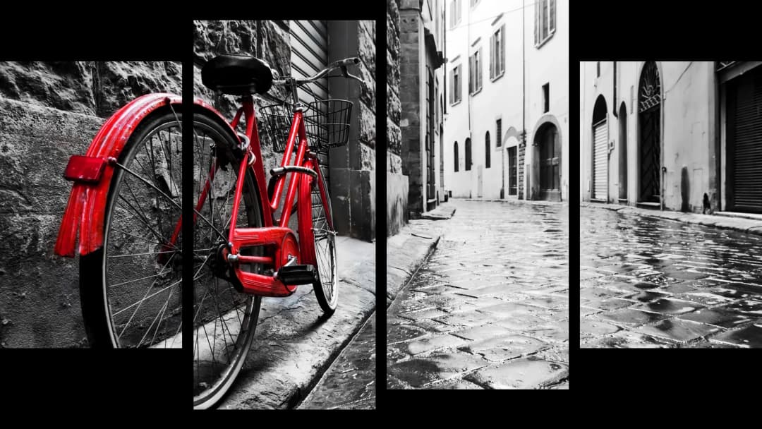 Red Bicycle Street – 4 Panels