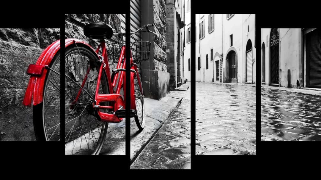 Red Bicycle Street – 5 Panels Hierarchy